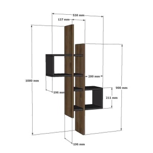 Hanah Home raft perete 53.8x108x19.6 cm, PAL 18mm, rafturi multiple, fixabil perete, stejar safir si alb - Verificat A · Re-Bloom - Img 2