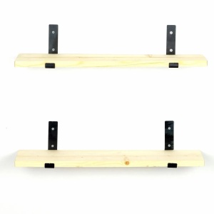 Hanah Home raft perete decorativ, lemn molid, baza metal, 60x16x14cm, Negru/Stejar - Verificat A · Re-Bloom - Img 2