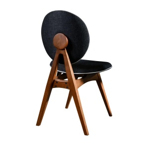 Hanah Home set 2 scaune dining 54x55x93 cm, carpen masiv, tapiterie in 100%, nuc si antracit - Verificat A · Re-Bloom - Img 5