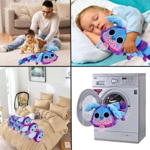 Jucarie de plus pentru copii Huggy Wuggy Piucrty, bumbac, albastru/mov, 80 cm - Img 2