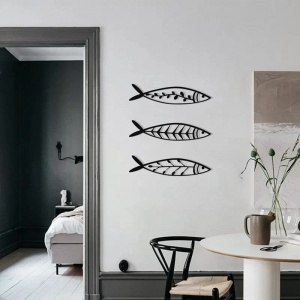 Karll set 3 pesti decorativi de perete, metal, 3x32x8 cm, design modern minimalist, negru - Verificat A · Re-Bloom - Img 3