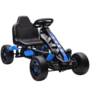 Kart cu pedale copii 3-6 ani, roti EVA antiderapante, suport pahar, max 50kg, Albastru - Verificat A · Re-Bloom