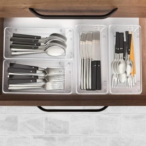 Kurtzy set 8 organizatoare frigider/bucatarie, plastic fara BPA transparent, 20x10x8 cm, cu maner, stivuibile, fara capac - Verificat A · Re-Bloom - Img 3