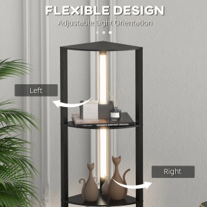 Lampadar modern cu rafturi, LED, MDF, negru, 41 x 29,5 x 163,5 cm, Resigilat, Grad A - Img 5