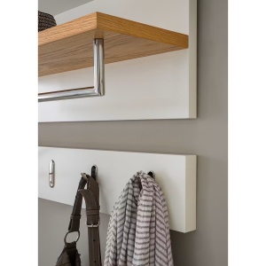 Lindholm cuier de perete 76x15x3.6 cm, 4 carlige crom, panou MDF melamina alb, rezistent la zgarieturi - Verificat A · Re-Bloom - Img 5
