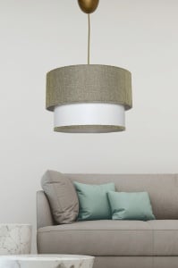 Lustra tip pendul Otoe, metal/bumbac, alb/verde inchis, 30 x 20 x 65 cm - Img 3