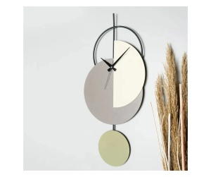 Madeco ceas decorativ de perete, metal 100% grosime 1.5mm, 68x31 cm, diametru 68 cm, mecanism silentios, pictat manual, gri - Verificat A · Re-Bloom - Img 3