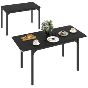 Masa de gradina extensibila Re-Bloom, MDF/otel, negru, 120-160 x 70 x 75 cm, Resigilat, Grad A