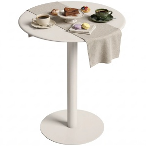 Masa rotunda de bucatarie pentru 2 persoane, otel, Ø60x72cm, baza Ø45cm, capacitate 15kg, interior/exterior, asamblare 15 minute, bej - Verificat A · Re-Bloom - Img 2