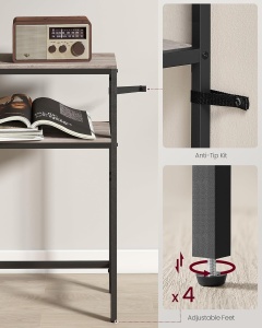Masa tip consola Vasagle, otel/PAL, negru/maro, 80 x 20 x 80 cm, Resigilat, Grad A - Img 2
