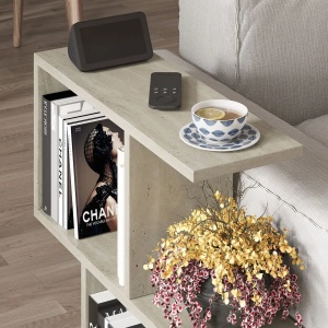 Masuta cafea living 60x60x20 cm, PAL melamina 100%, grosime 18mm, capacitate 20 kg, travertin/gri - Verificat A · Re-Bloom - Img 2