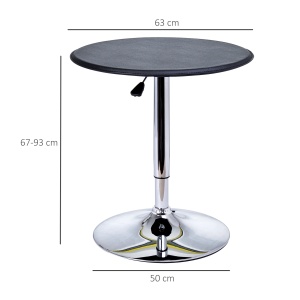 Masuta de bar, reglabila si rotativa, PVC/lemn/metal, negru/argintiu, 63 x 67-93 cm, Resigilat, Grad A - Img 3