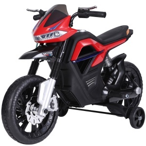 Motoreta electrica copii Re-Bloom, 6V 500mA, PP/metal, 105x52.3x62.3 cm, suspensie dubla, muzica+lumini, 3 km/h, autonomie 45 min, varsta 3-6 ani, 30 kg, rosu/negru - Verificat A · Re-Bloom