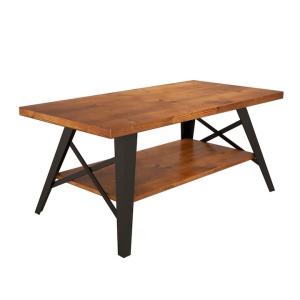 Nancy Homestore Egypt Lake-Leto masa cafea industrial 90x98x43 cm, blat lemn pin masiv, cadru metal, maro/negru - Verificat A · Re-Bloom