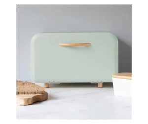 Navaris cutie paine metal/lemn, 35.2x23.5x23 cm, deschidere frontala, curatare manuala, verde deschis - Verificat A · Re-Bloom - Img 2