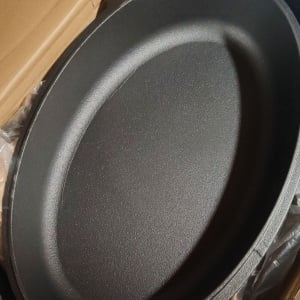 Oala cu capac din fonta, 6 l, 2in1, pentru cuptor, plita, gaz, electric, cu inductie, ovala, 35x25x17 cm, Negru, Resigilat, Grad A - Img 6