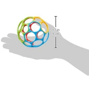 Oball Classic bila senzoriala 10 cm, 32 gauri prindere usoara, plastic moale fara BPA PVC latex, lavabila, 0 luni+, multicolor - Verificat A · Re-Bloom - Img 2