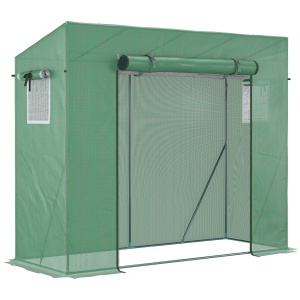Outsunny sera gradina 200x77x148-169 cm, copertina anti-UV, 2 ferestre laterale, usa rulou fermoar, PE/otel, verde - Verificat A · Re-Bloom