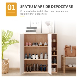 Pantofar, PAL, natur/alb, 80 x 32 x 90,5 cm, Resigilat, Grad A - Img 6