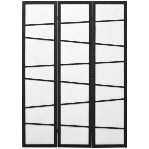 Paravan pliabil 3 panouri, lemn Paulownia, 120x170cm, Negru/Alb - Verificat A · Re-Bloom