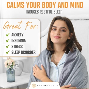 Patura grea antistress Sleep Mantra, poliester, 6,8 kg, gri, 122 x 183 cm - Img 6