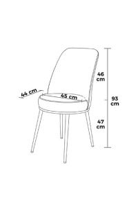 Pefa set 2 scaune dining 45x42x91 cm, cadru metal cromat, tapiterie catifea, inaltime sezut 47 cm, gri/crom - Verificat A · Re-Bloom - Img 3