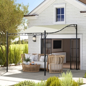 Pergola adosata curbata, metal/poliester, 298x248x200/250 cm, 16 orificii drenaj, rezistenta vant nivel 4, 2 decoratiuni + 8 tarusi + 8 suruburi incluse, alb crem - Verificat A · Re-Bloom - Img 2