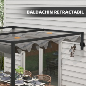 Pergola inclinata cu acoperis retractabil Re-Bloom, otel/poliester, 297x397x220 cm, rezistenta vant nivel 6-7, gri inchis - Verificat A · Re-Bloom - Img 5