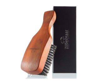 Perie pentru ingrijirea barbii si a parului, ZilberHaar, 100% din par de mistret, premium, potrivita pentru aplicare balsam si ulei, 16.8 x 5.1 x 3.8 cml, Resigilat, Grad A