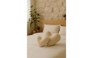 Perna decorativa in forma de inima, poliester/silicon, 42x45 cm, bej - Verificat A · Re-Bloom - Img 3
