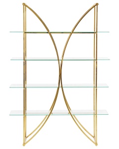 Produs Resigilat Biblioteca Re-Bloom Hollow, 4 niveluri, otel inoxidabil/sticla securizata, 120x34x175 cm, auriu - Verificat A - Img 3