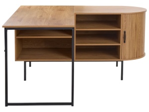 Produs Resigilat Birou de colt Re-Bloom Solari, MDF/fier, 140x140x72 cm, spatiu depozitare, 30 kg, maro/negru - Verificat A - Img 3