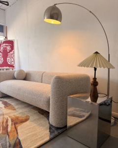 Produs Resigilat Canapea 3 locuri Re-Bloom Leiren, textil/eucalipt, 224x87x66 cm, arcuri sinuoase, spuma 24 kg/m3, 2 perne incluse, bej - Verificat A - Img 5