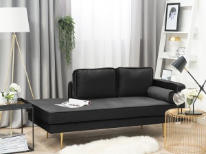 Produs Resigilat Canapea dreapta Re-Bloom Miramas, catifea/metal, 171x79x63 cm, spuma 50 kg/m3, 350 kg, perne incluse, negru - Verificat A - Img 2
