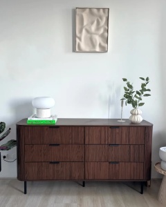 Produs Resigilat Comoda Re-Bloom Bradley, 6 sertare, MDF/fier, 153x47x81 cm, 20 kg, maro inchis - Verificat A - Img 6