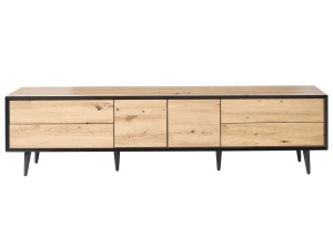 Produs Resigilat Comoda TV Re-Bloom Silverton, MDF/PAL/fier, 180x37x46 cm, 1 raft, 50 kg, natur/negru - Verificat A - Img 5