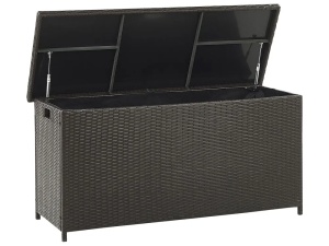 Produs Resigilat Cutie de depozitare Re-Bloom Modena 126x46x63 cm, 290L, ratan sintetic PE, cadru otel electrostatic, rezistenta UV, maro - Verificat A