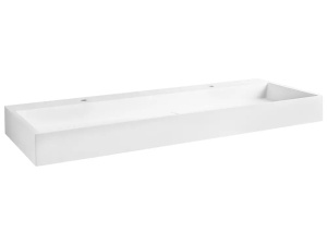 Produs Resigilat Lavoar dublu suspendat Re-Bloom Quenko, ceramica, 120x46x12 cm, dreptunghiular, 2 gauri robinet, scurgere 45mm, alb - Verificat A - Img 5