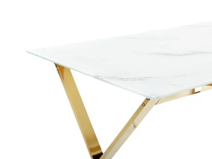 Produs Resigilat Masa Re-Bloom Attica, metal/sticla securizata, 120x70x75 cm, 4 persoane, alb/auriu - Verificat A - Img 4