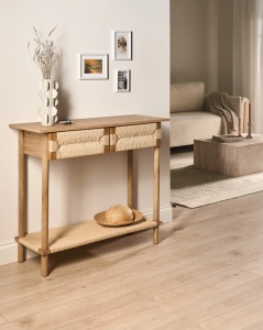 Produs Resigilat Masa tip consola Re-Bloom Bondi, PAL/textil/lemn pin/PVC, 94x36x78 cm, 20 kg, natur - Verificat A - Img 3