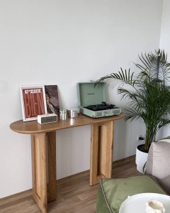 Produs Resigilat Masa tip consola Re-Bloom Karlo, MDF/ratan, 120x40x80 cm, 50 kg, natur - Verificat A - Img 2
