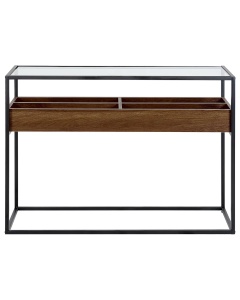 Produs Resigilat Masa tip consola Re-Bloom Waco, fier/sticla securizata/PAL, 110x40x80 cm, 30 kg, maro/negru - Verificat A - Img 6