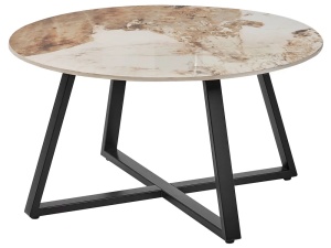 Produs Resigilat Masuta de cafea Re-Bloom Ivins, ceramica/fier, 80x80x40 cm, 50 kg, bej/alb/negru - Verificat A
