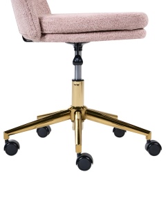 Produs Resigilat Scaun de birou Re-Bloom Granby, textil/placaj/fier, 58x58x77-87 cm, rotire 360°, reglaj pneumatic, 110 kg, roz pastel/auriu - Verificat A - Img 4