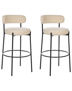 Produs Resigilat Set 2 scaune de bar Re-Bloom Allison, textil/metal, 50x50x97 cm, suport picioare, 120 kg, bej deschis/negru - Verificat A