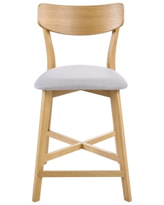 Produs Resigilat Set 2 scaune de bar Re-Bloom Hope, lemn cauciuc/textil, 49x54x93 cm, 110 kg, natur/gri - Verificat A - Img 6