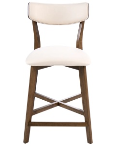 Produs Resigilat Set 2 scaune de bar Re-Bloom Yuma, lemn cauciuc/MDF/textil, 50x54x93 cm, spuma, 110 kg, alb/maro inchis - Verificat A - Img 6