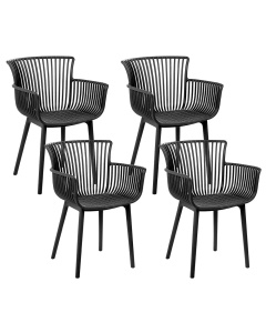 Produs Resigilat Set 4 scaune de gradina Re-Bloom Pesaro, polipropilena, 58x45x84 cm, 150 kg, negru - Verificat A