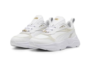 Puma, Pantofi sport cu garnituri de piele intoarsa Cassia Lux, Alb, Bej deschis, 38, Resigilat, Grad A