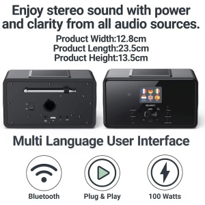 Radio internet global Bluetooth DAB+, Majority, 2.1, cu subwoofer integrat, 100 W, Radio FM, Spotify Connect, telecomanda, negru, Resigilat, Grad A - Img 3